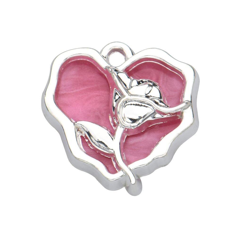 2674 Pack of 20 Colored Rose Charms Hollowed Resin Shell Heart Pendants